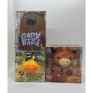 Crazy Fun Squishy Duck Squishy Capybara And Highland Cow 3 Items Animals Farm